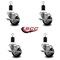 Service Caster 3'' Black Poly Swivel 1-1/2'' Expanding Stem Caster Set with Brake, 4PK SCC-EX20S314-PPUB-BLK-TLB-112-4 - alternate 4